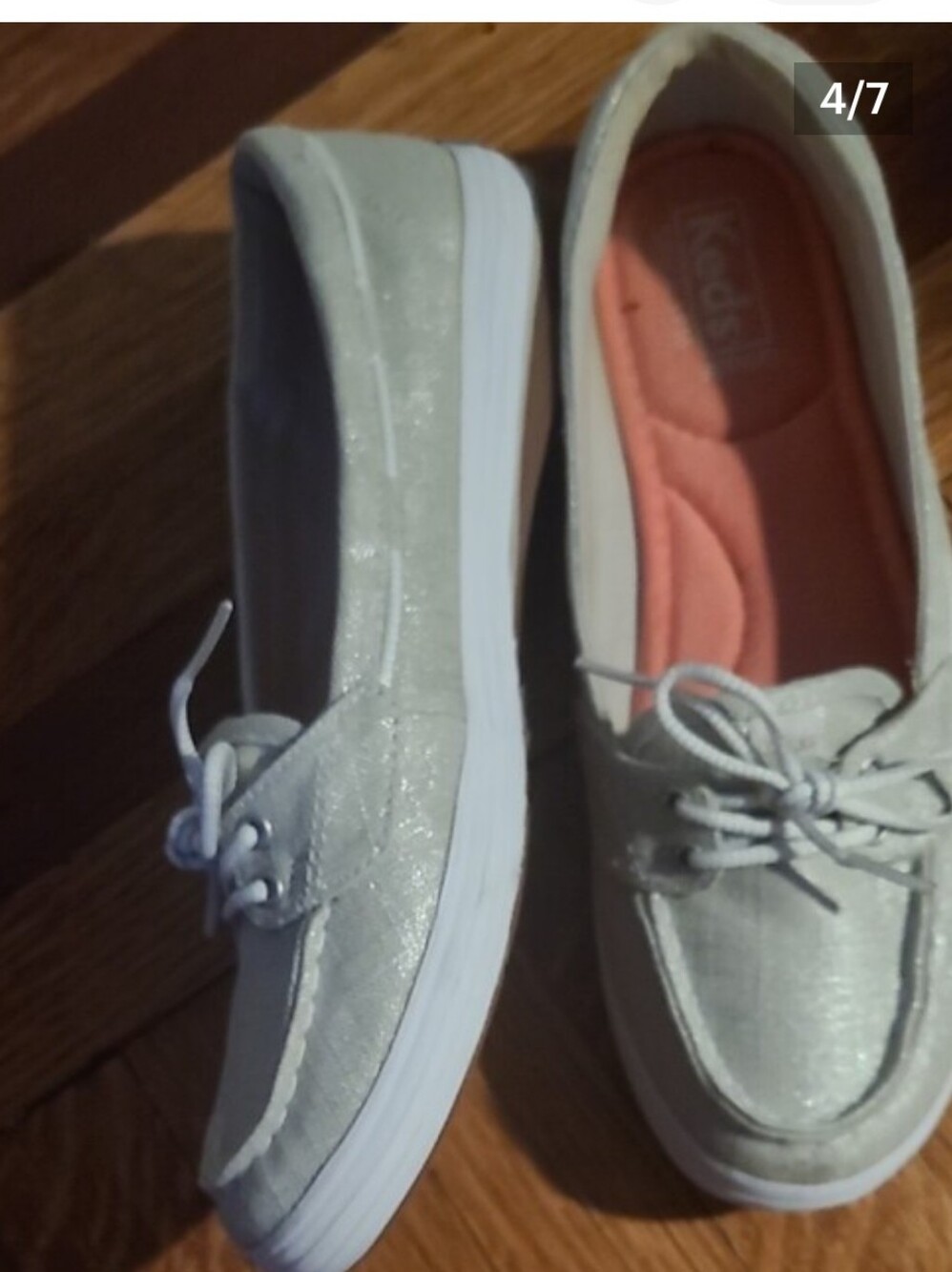 Keds Womens Metallic Silver Slip-On Sneakers